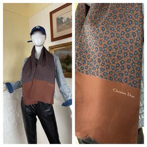 Vintage Christian Dior Silk & Wool Paisley Scarf
